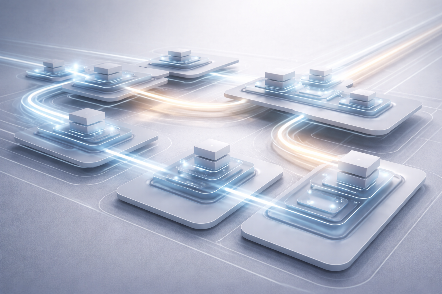 Abstract visualization of governance and strategic oversight across AI and no-code digital systems.